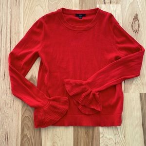 J.Crew Womens Size Medium Red Long Sleeve Sweater with Bell Sleeves